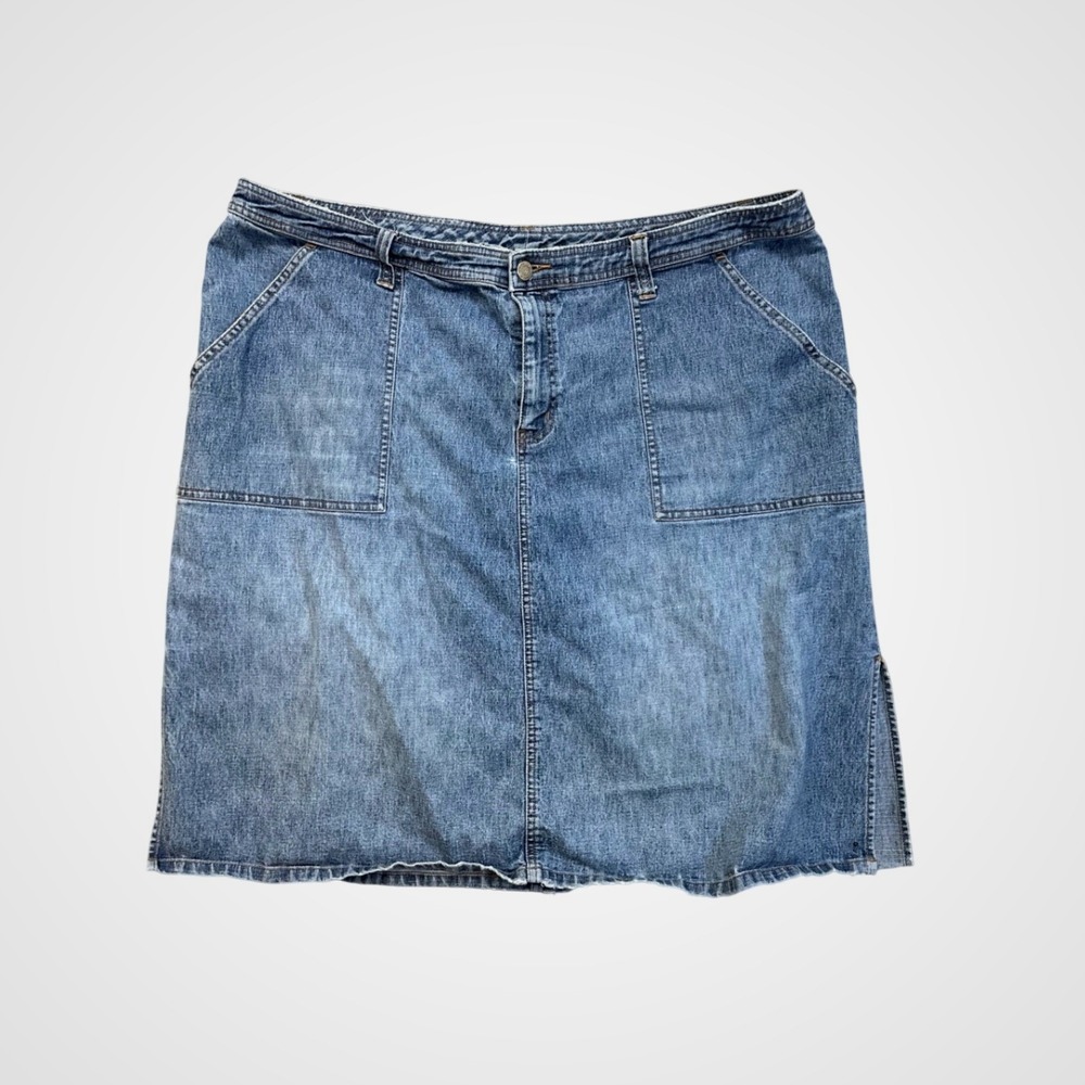 Venezia‎ Jeans Denim Skirt Womens 22 Blue Excellent Side Slit Patch Pockets